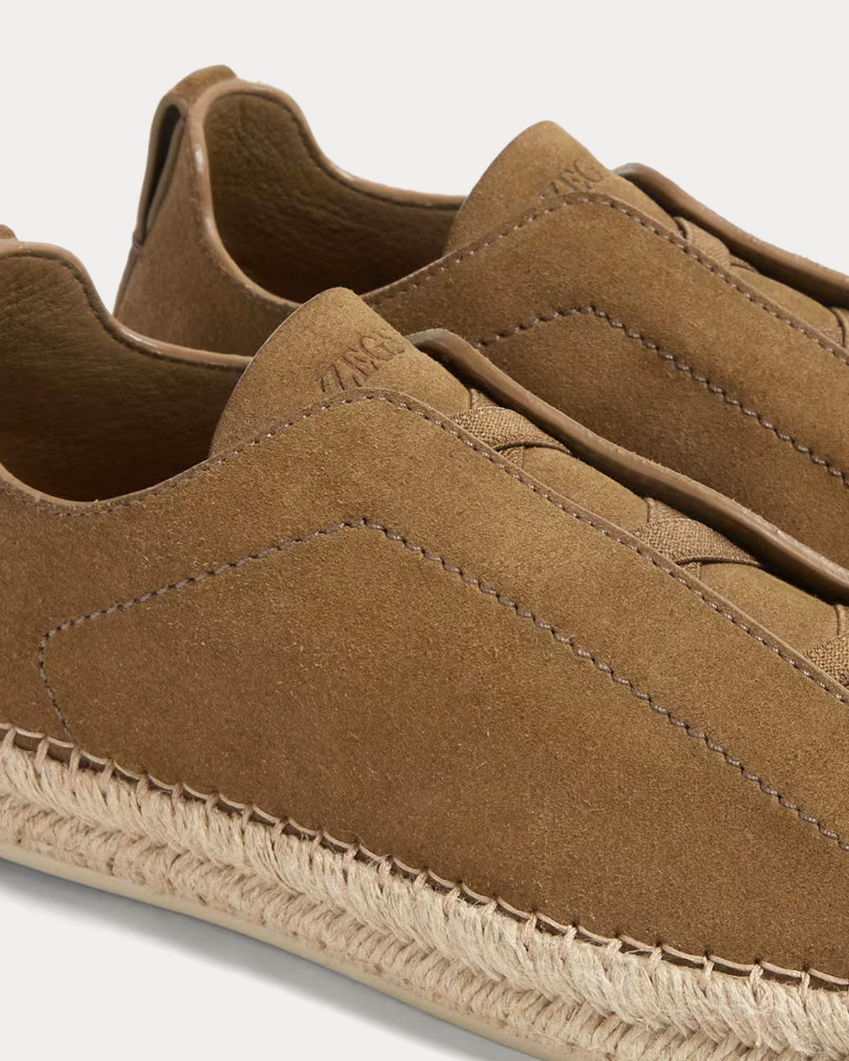Triple Stitch Suede Olive Green Espadrilles