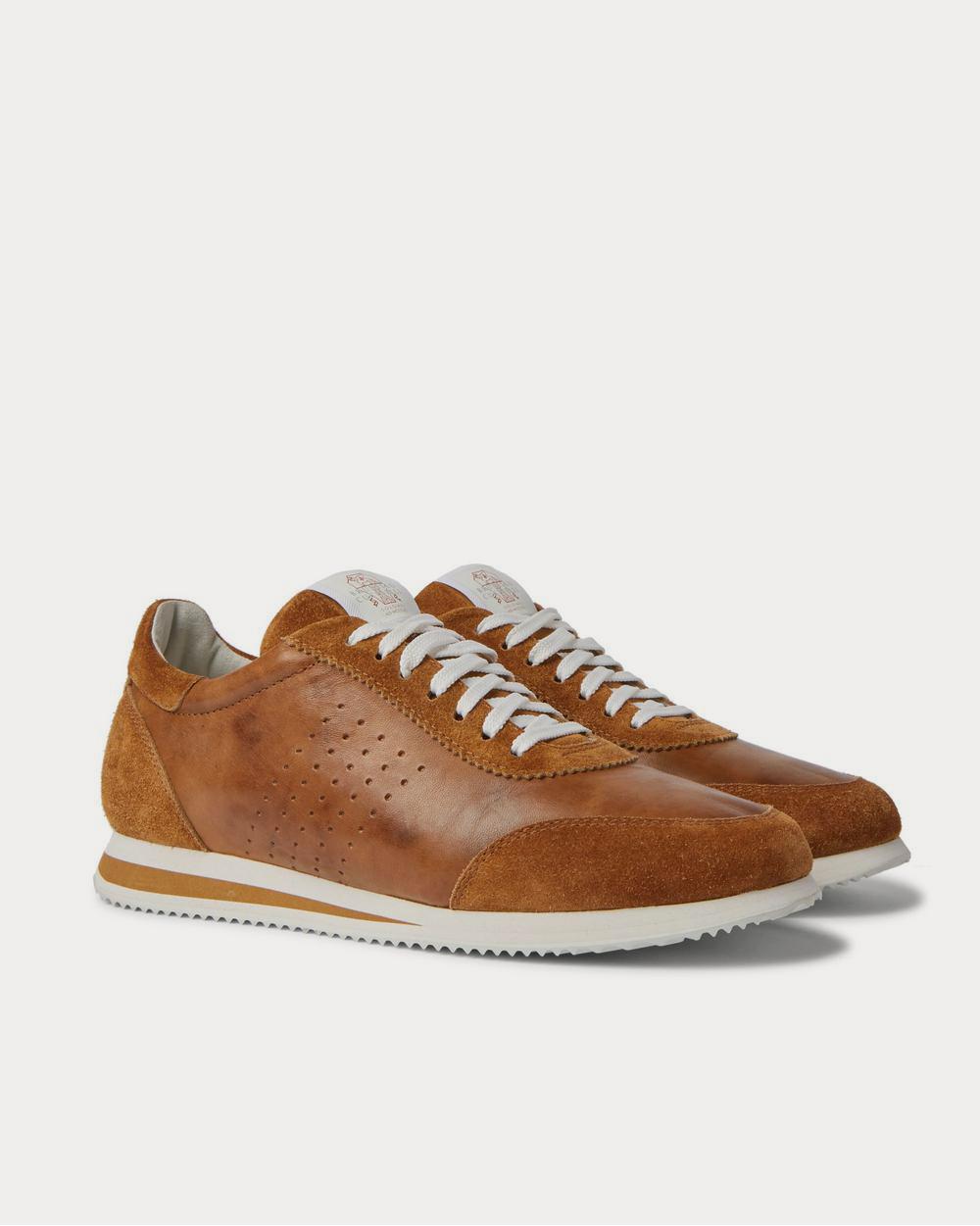 Leather and Suede Brown low top sneakers