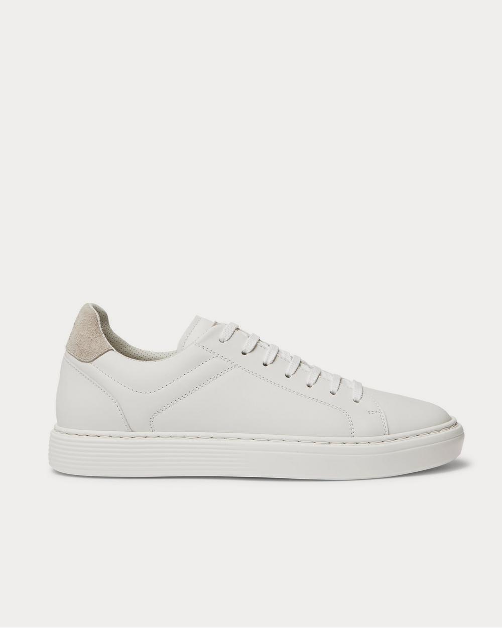 Suede-Trimmed Leather White low top sneakers