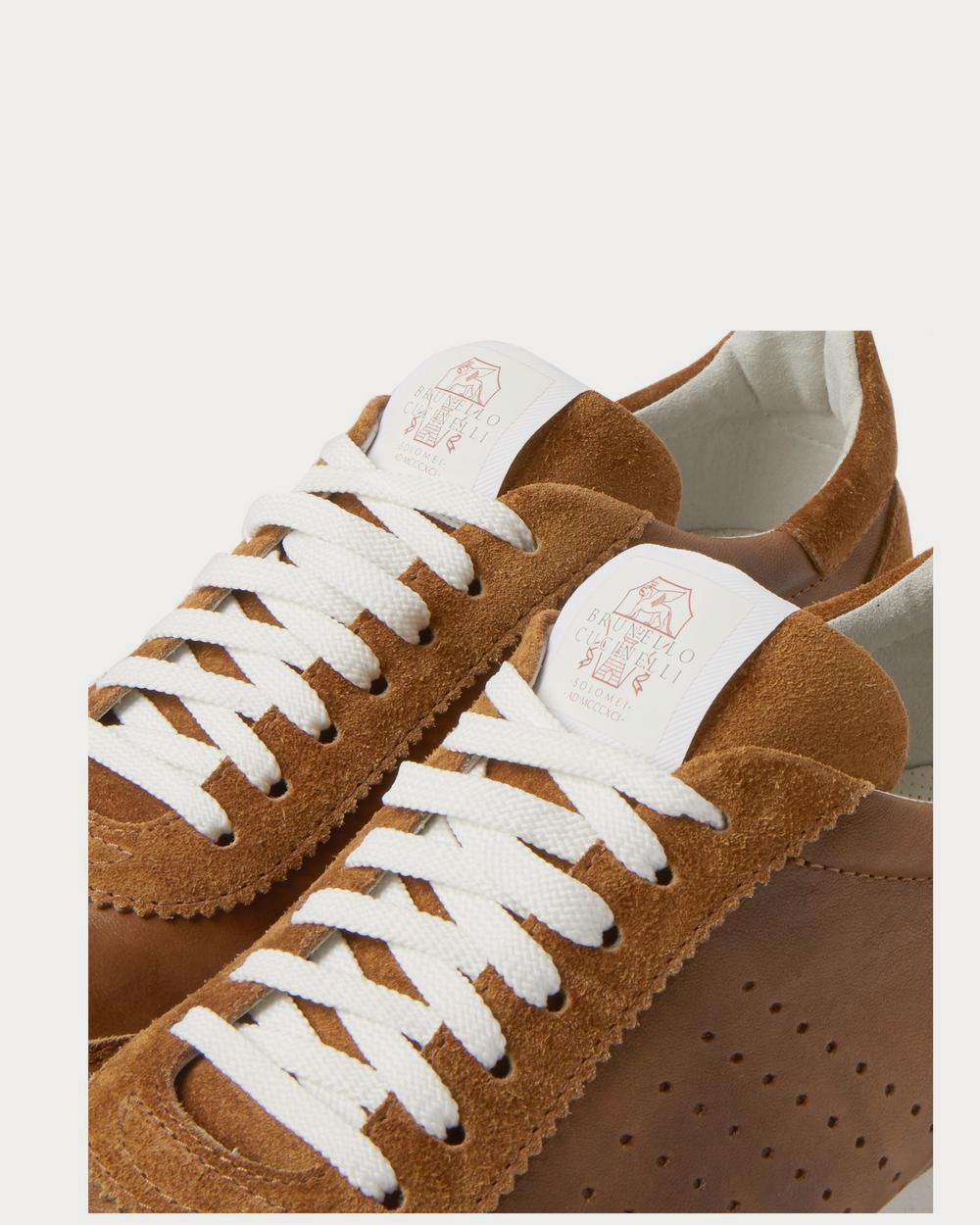 Leather and Suede Brown low top sneakers