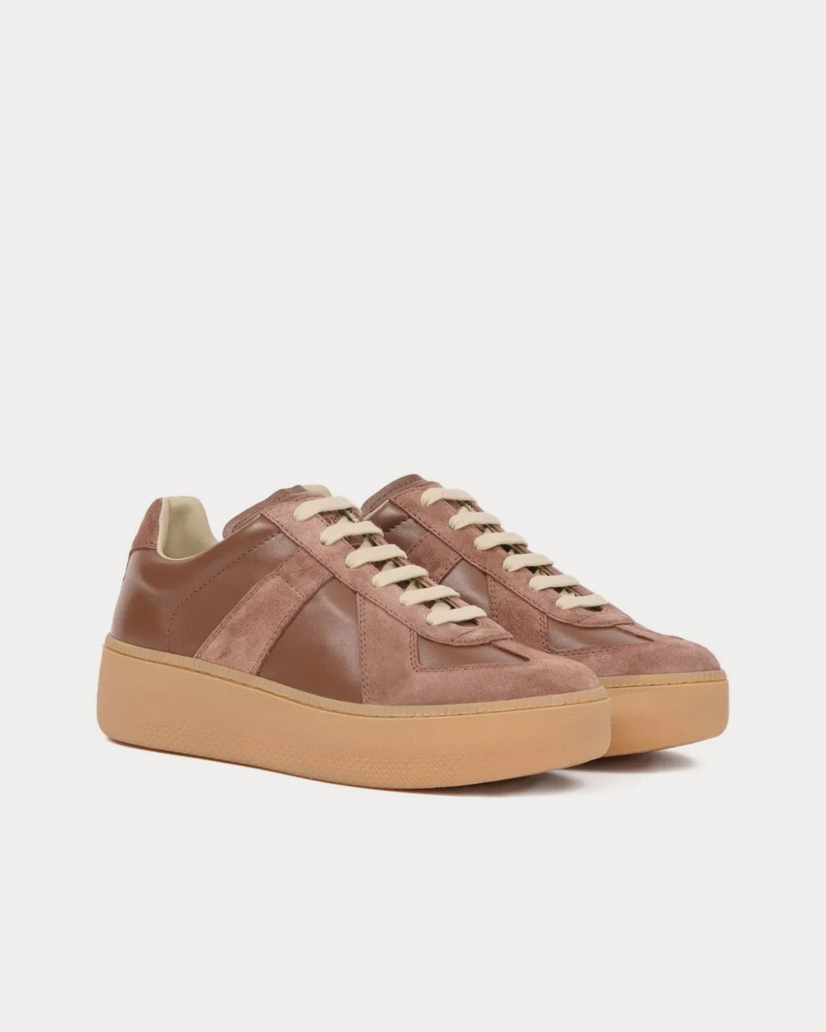 Replica Wedge Adobe Brown Low Top Sneakers