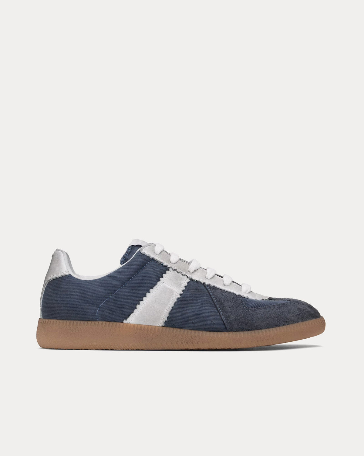 Replica Cotton Drill & Suede Dark Indigo / White Low Top Sneakers
