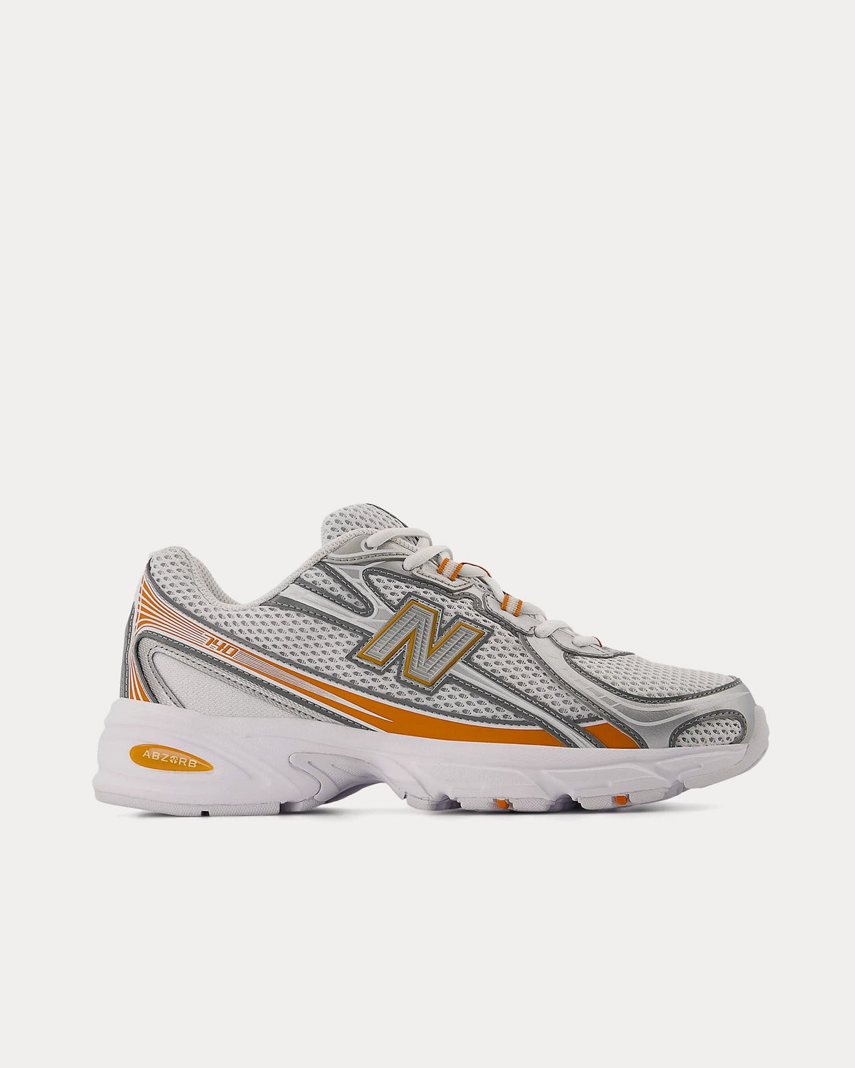 740 White / Classic Orange / Silver Metallic Low Top Sneakers