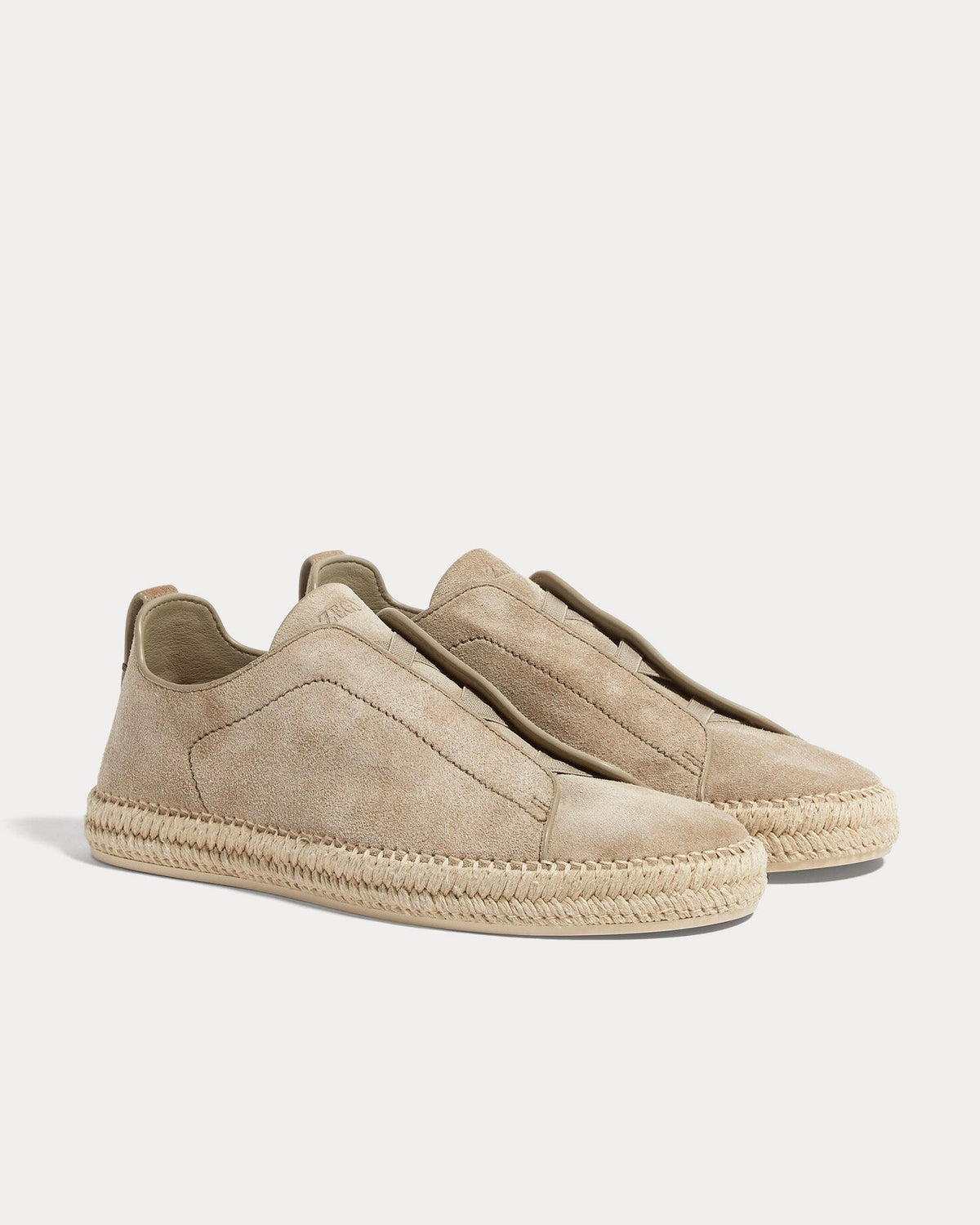 Triple Stitch Suede Beige Espadrilles