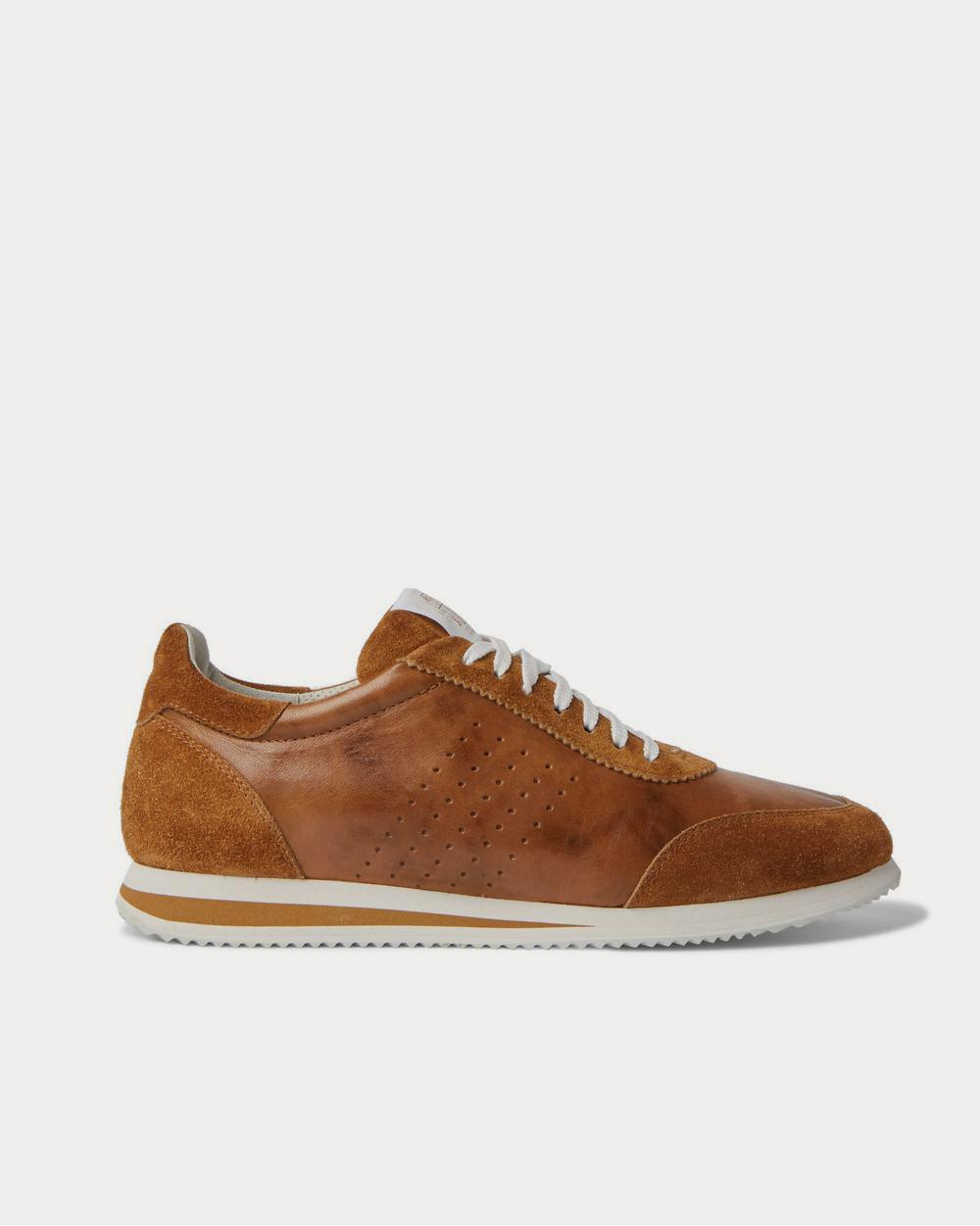 Leather and Suede Brown low top sneakers