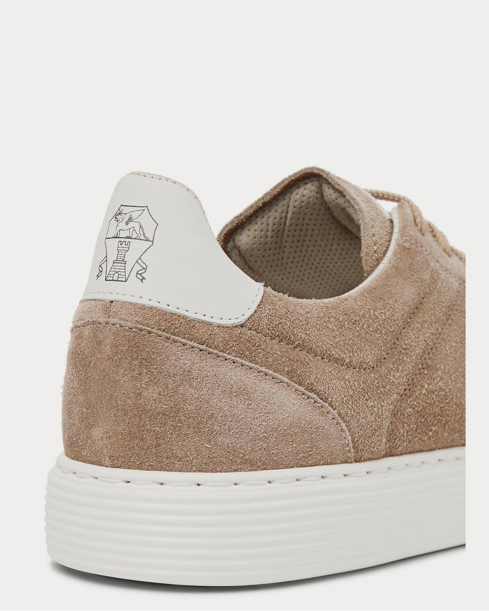 Leather-Trimmed Suede Beige low top sneakers