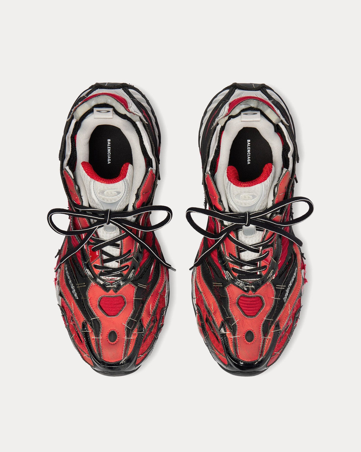 Soleless Red / White / Silver Low Top Sneakers