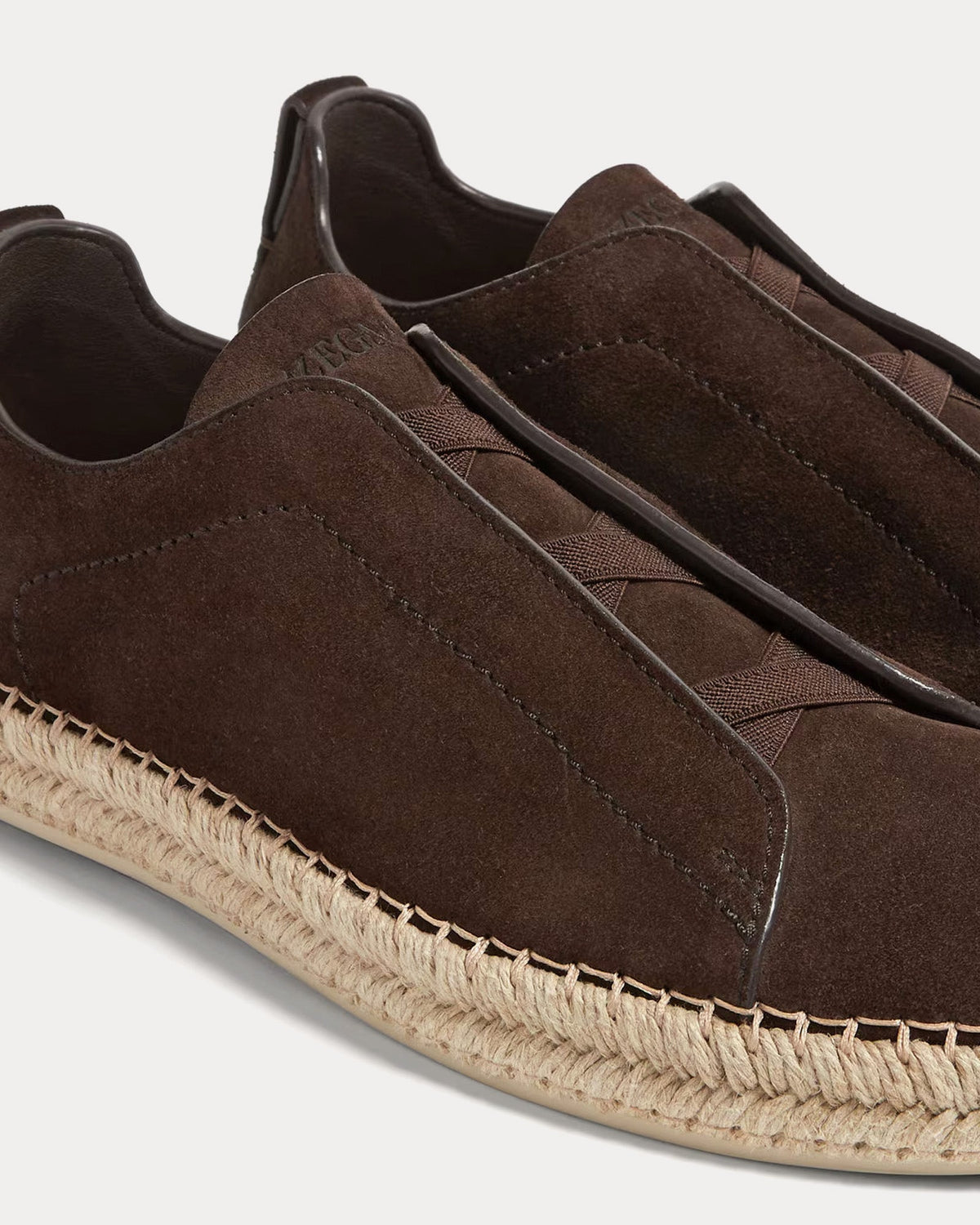 Triple Stitch Suede Dark Brown Espadrilles