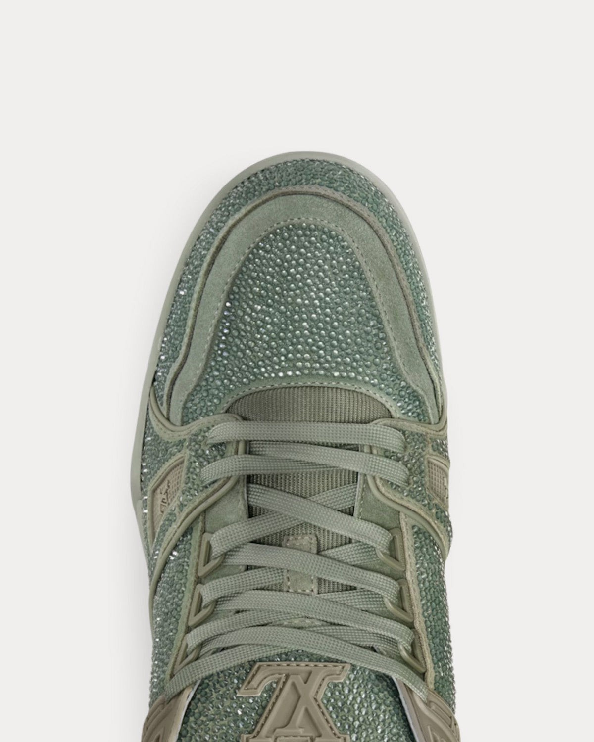 LV Trainers with Swarovski Crystals Khaki Green Low Top Sneakers