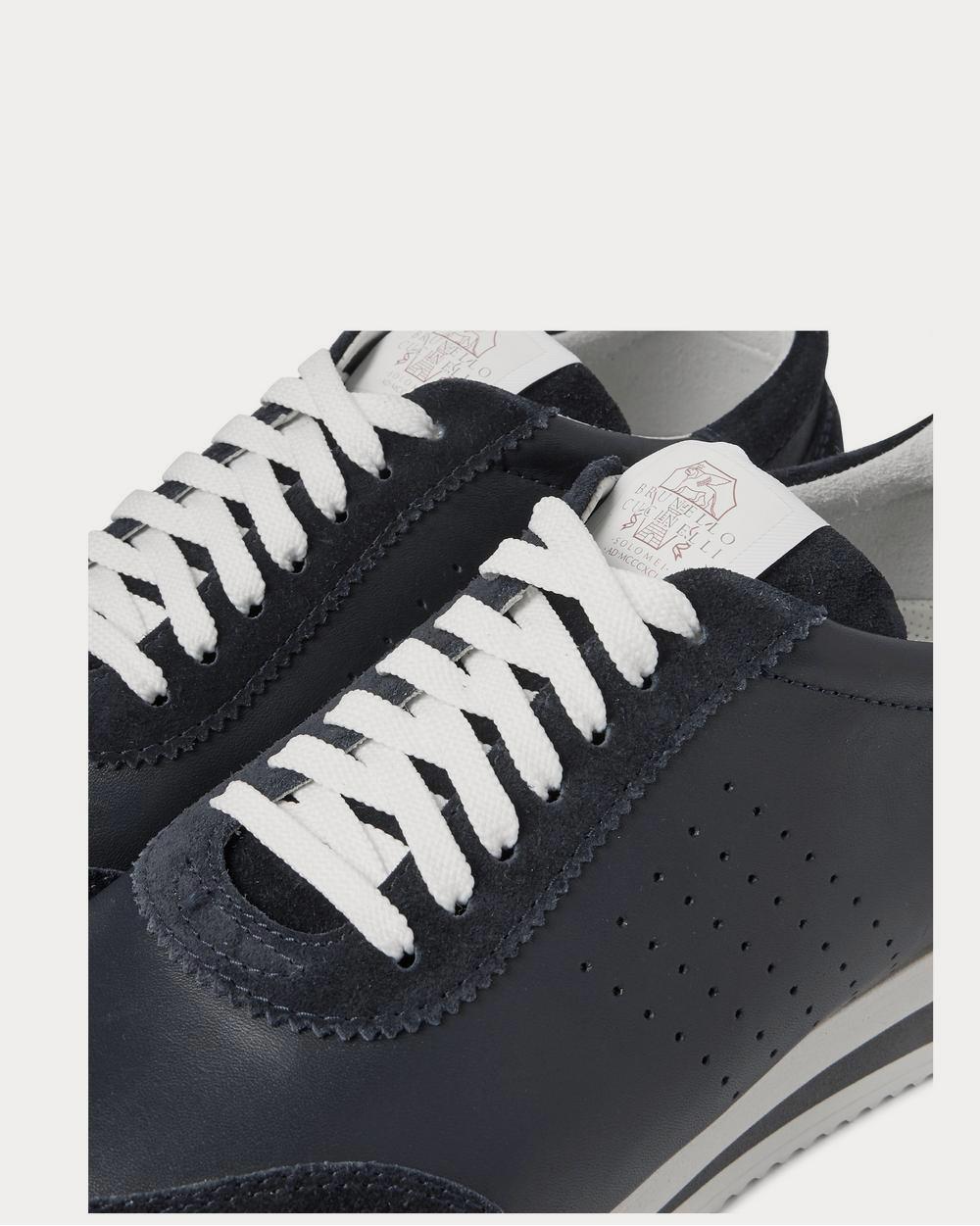 Leather and Suede Navy low top sneakers