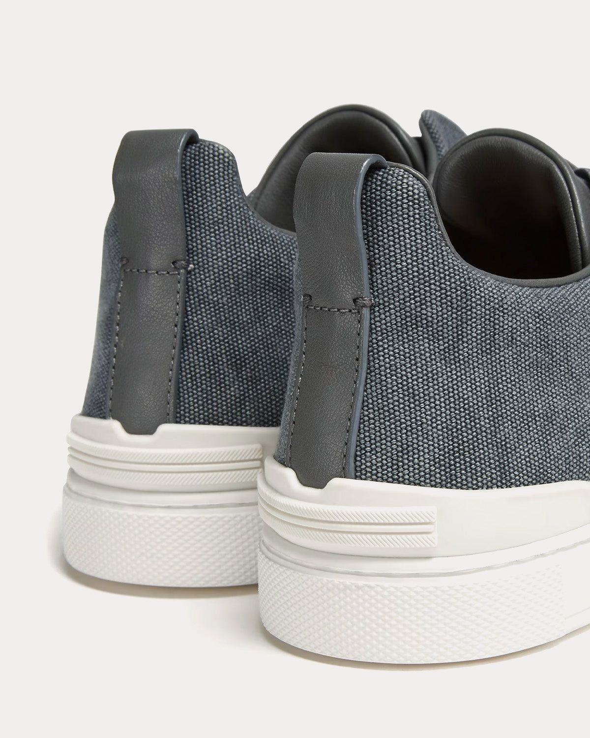 Triple Stitch Canvas Dark Taupe Slip On Sneakers