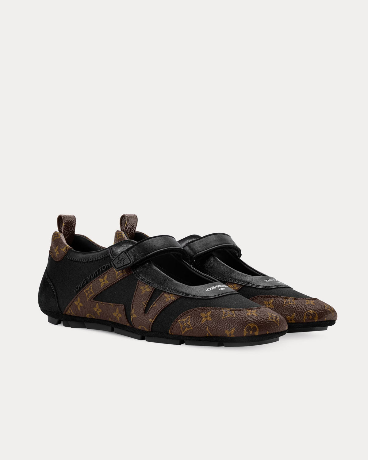 LV Sneakerina Mary Janes Black / Brown Slip On Sneakers