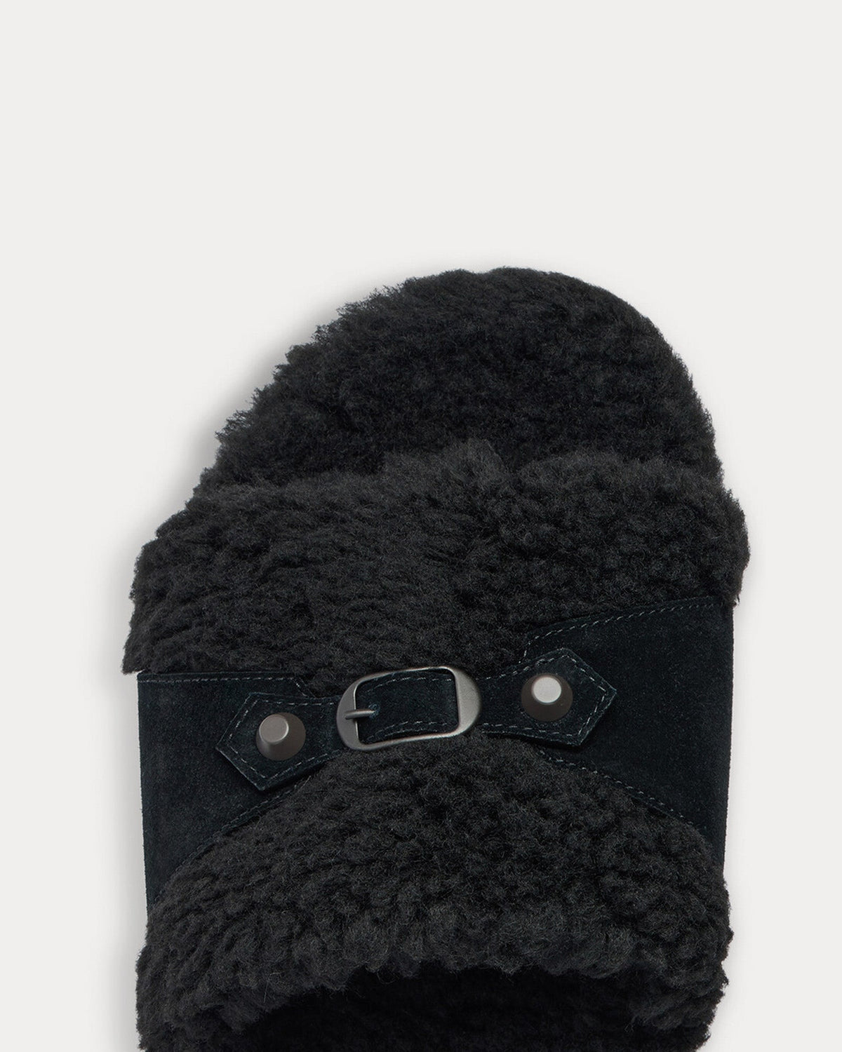 Furry Black Slide Sandals