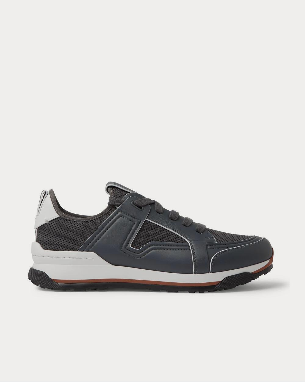 Siracusa Leather and Mesh Dark gray low top sneakers