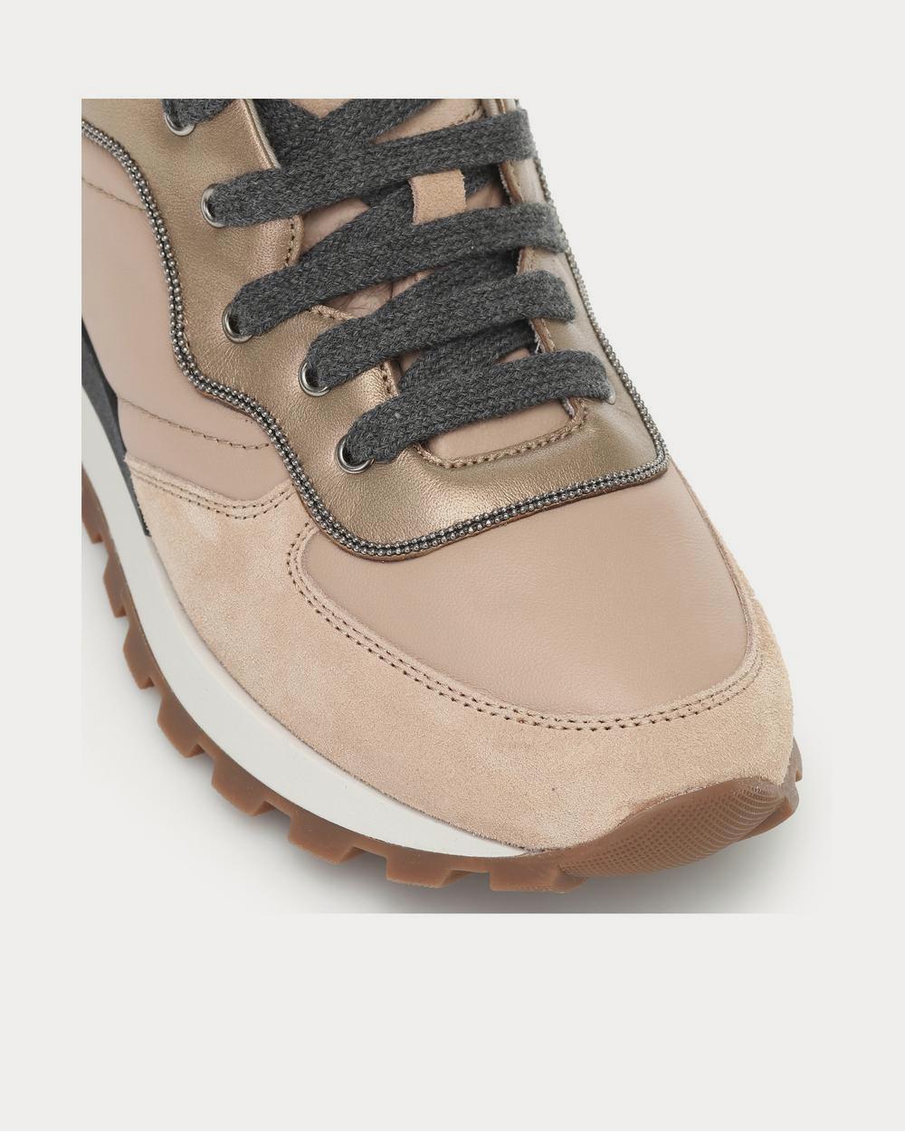 Suede and leather Camel Rose Low Top Sneakers