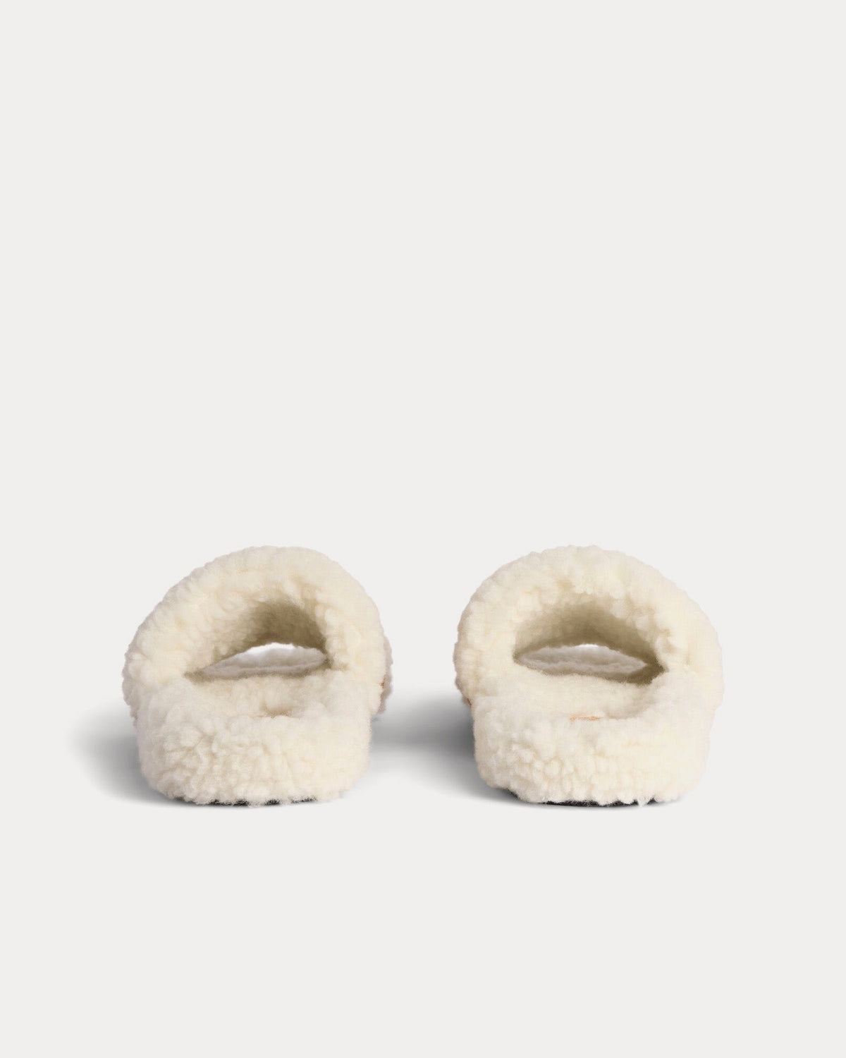 Furry Off White / Brown Slide Sandals