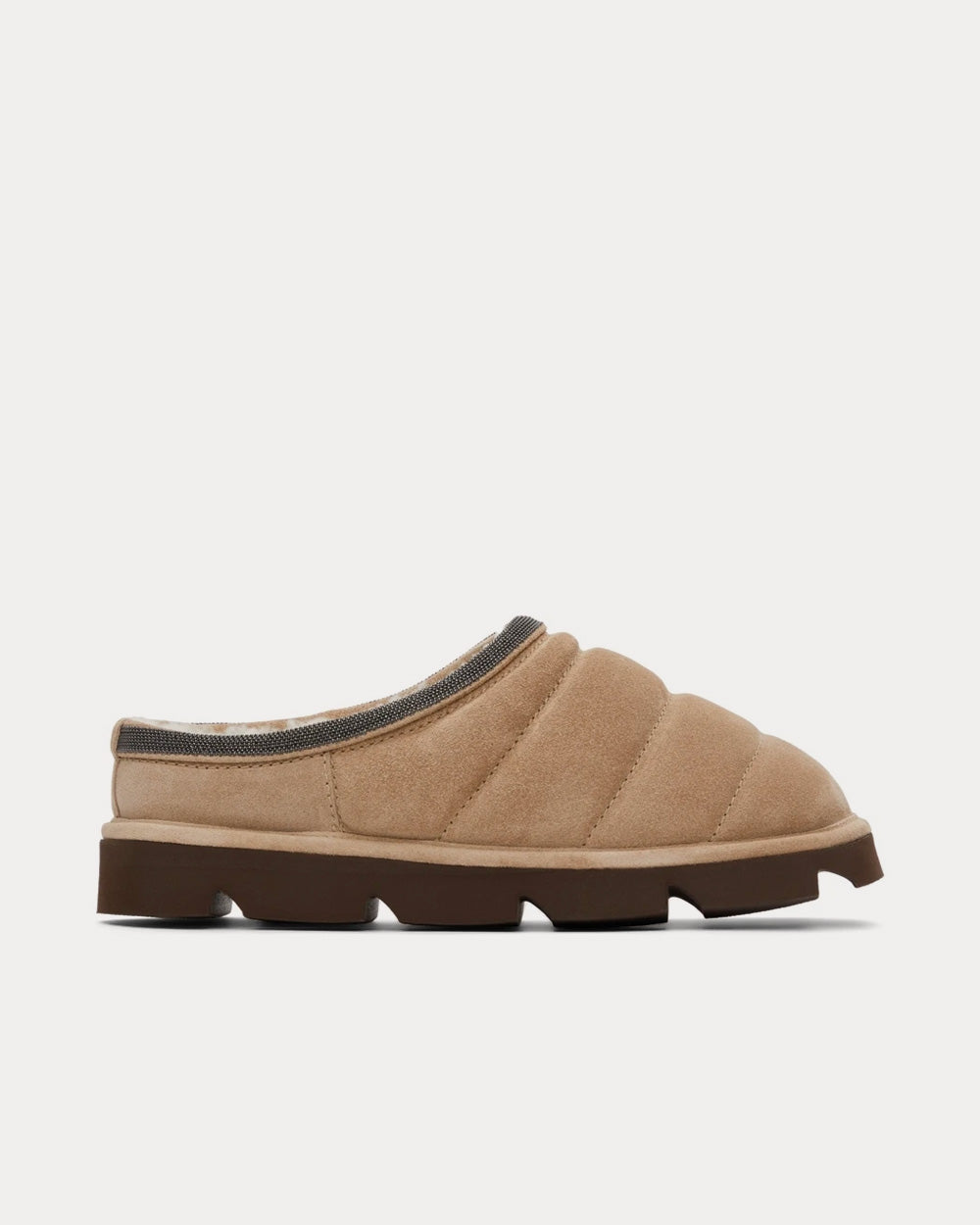 Puffy Suede Beige Slip Ons