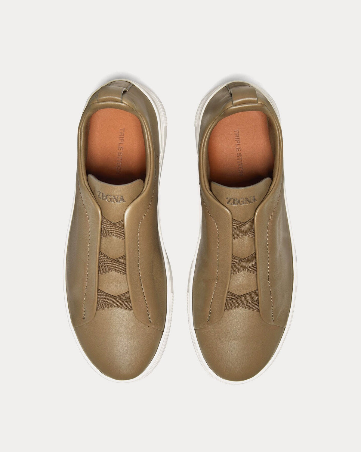 Triple Stitch Secondskin Khaki Slip On Sneakers
