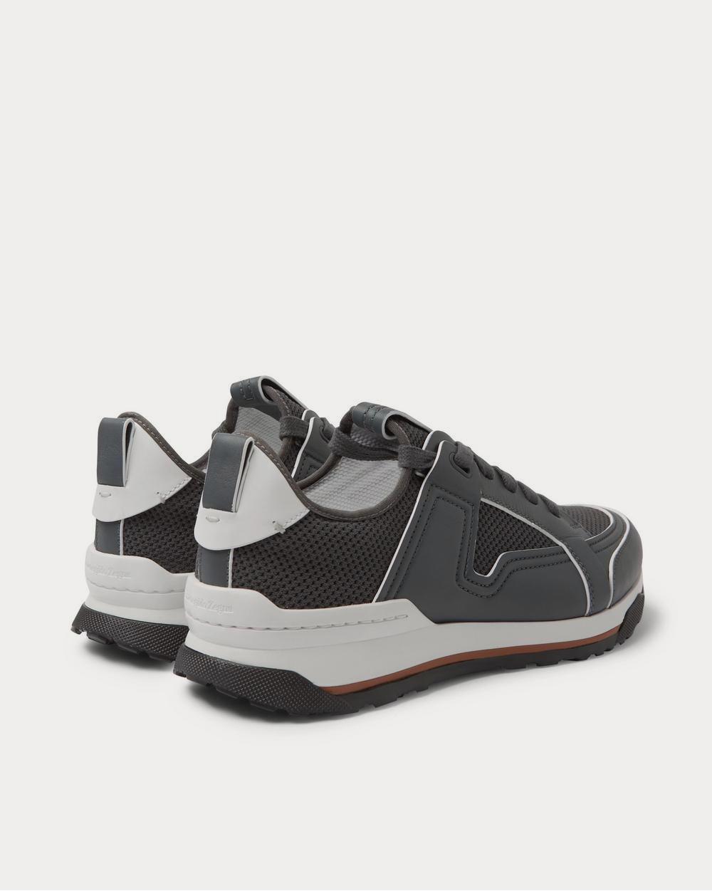 Siracusa Leather and Mesh Dark gray low top sneakers