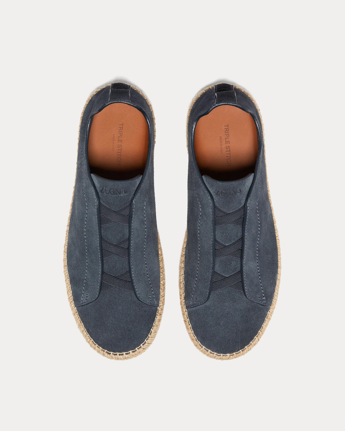 Triple Stitch Suede Dark Teal Blue Espadrilles