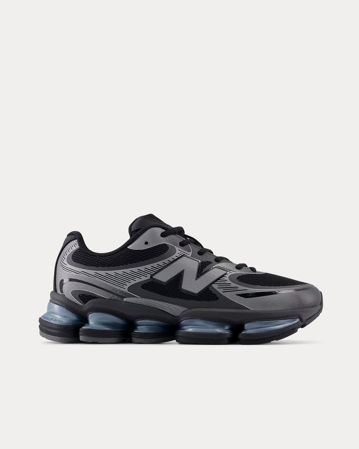 Abzorb 2000 Black / Dark Silver Metallic / Light Chrome Blue Low Top Sneakers