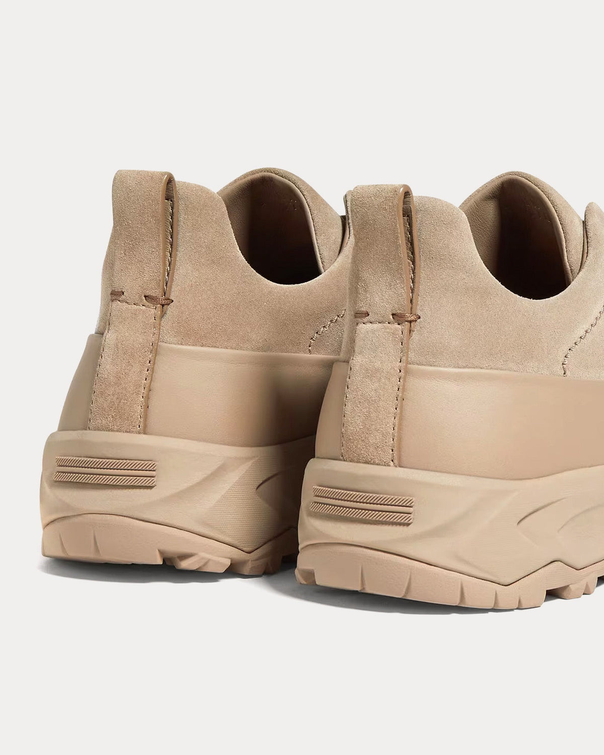 Triple Stitch Monte Suede Light Taupe Slip On Sneakers