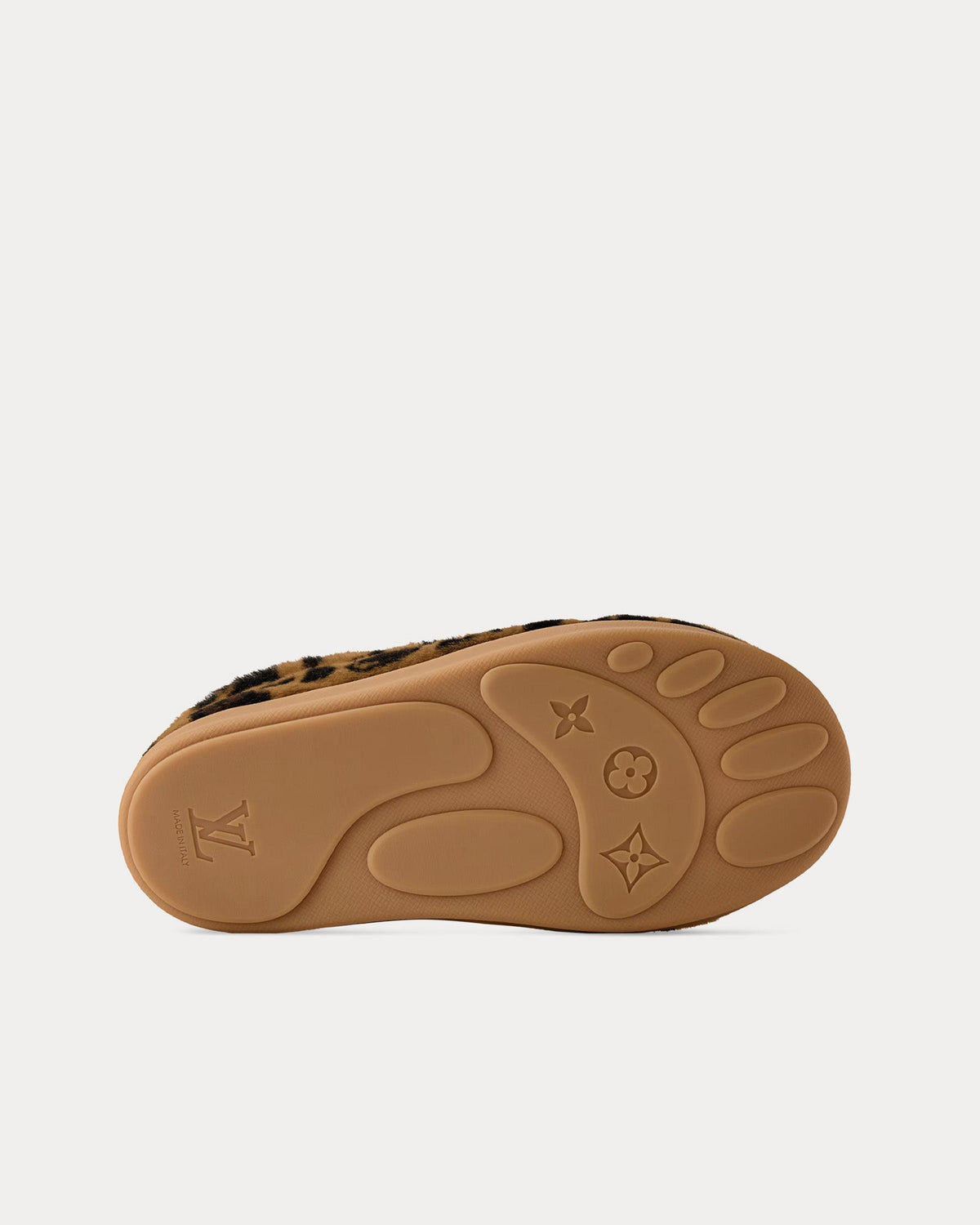LV Yeti Leopard Printed Fur Beige Slip Ons