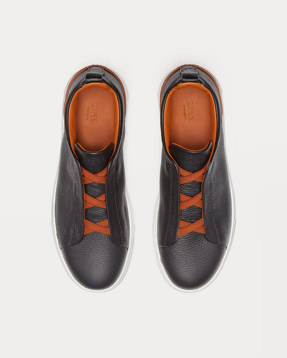 Triple Stitch Deerskin Black Low Top Sneakers