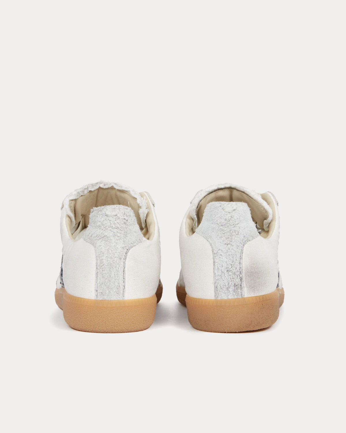 Replica Cotton Drill & Suede White / Black Low Top Sneakers