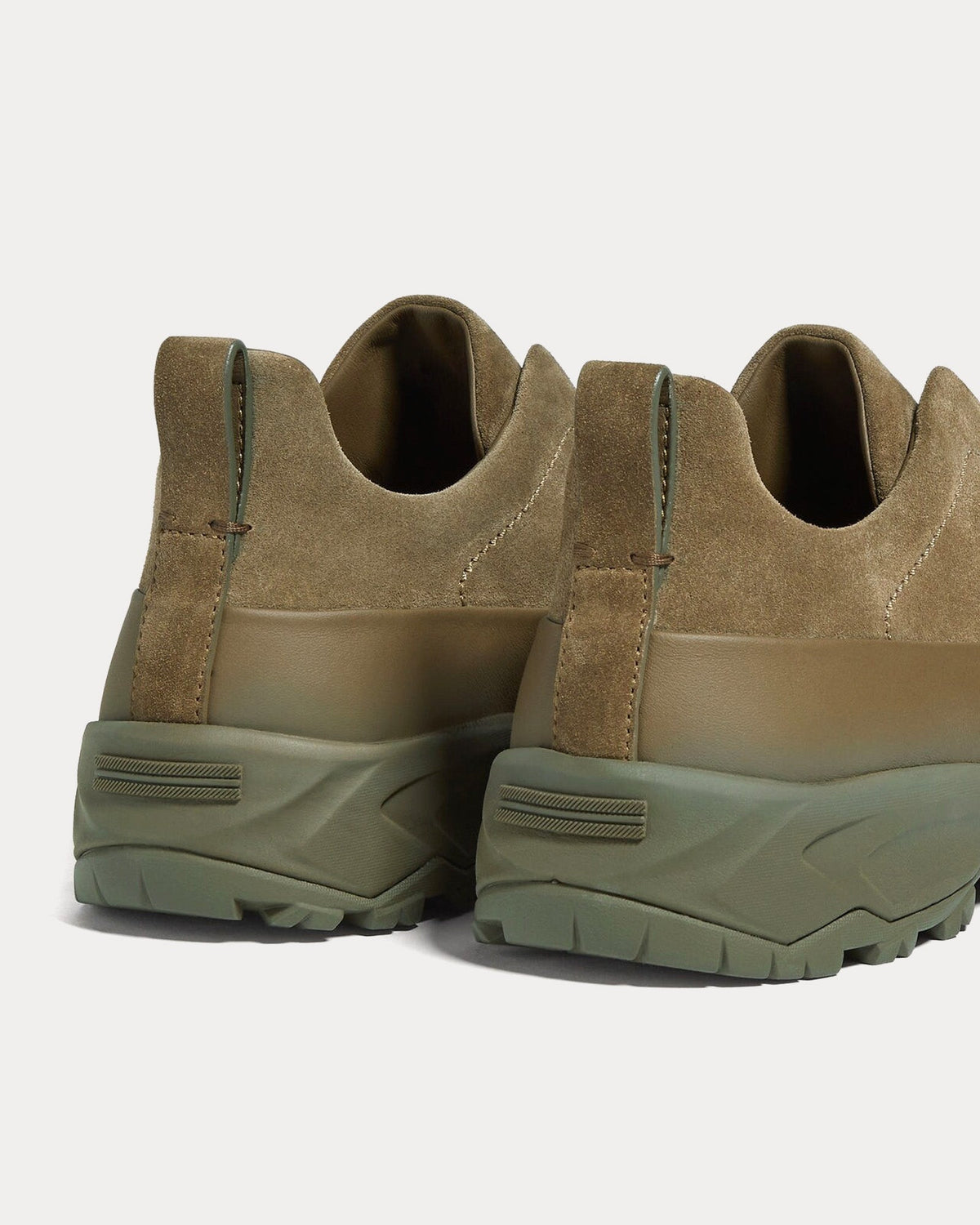 Triple Stitch Monte Suede Khaki Slip On Sneakers
