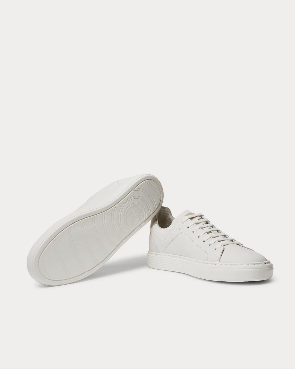 Suede-Trimmed Leather White low top sneakers