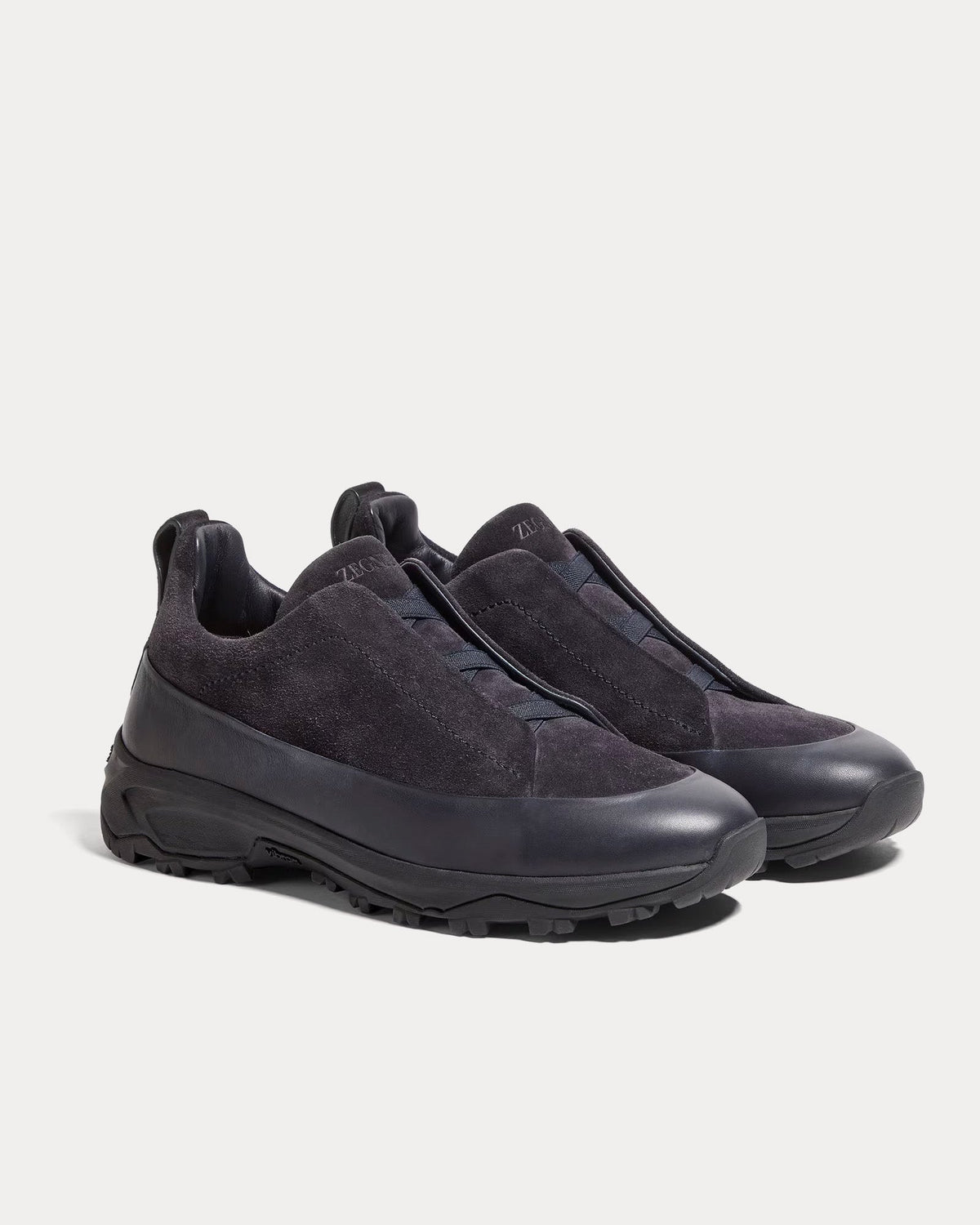 Triple Stitch Monte Suede Navy Slip On Sneakers