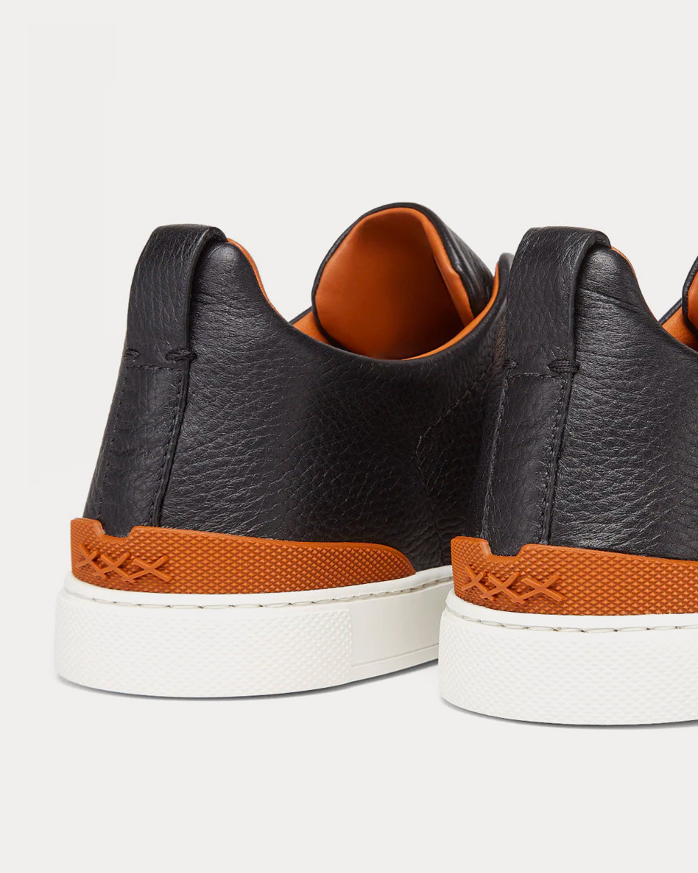 Triple Stitch Deerskin Black Low Top Sneakers