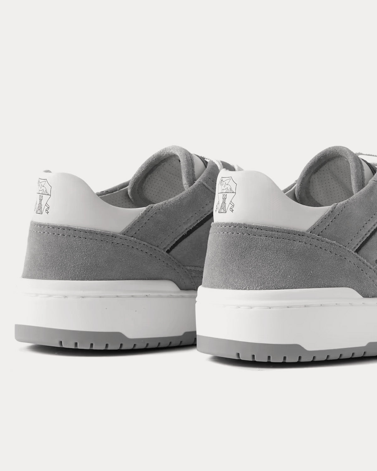 Leather-Trimmed Suede Grey Low Top Sneakers