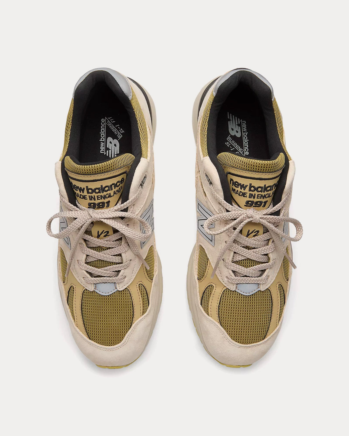 MADE in UK 991v2 'Neo Synthesis' Silver Birch / Amber Green / Silver Fern Low Top Sneakers