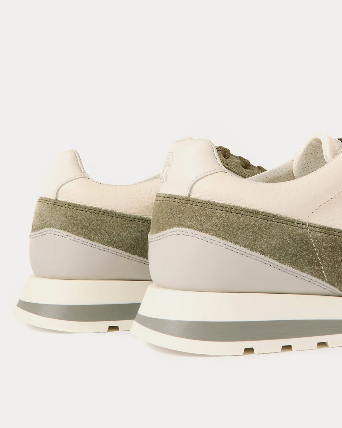 Olimpo Calfskin & Washed Suede Runners Khaki Low Top Sneakers