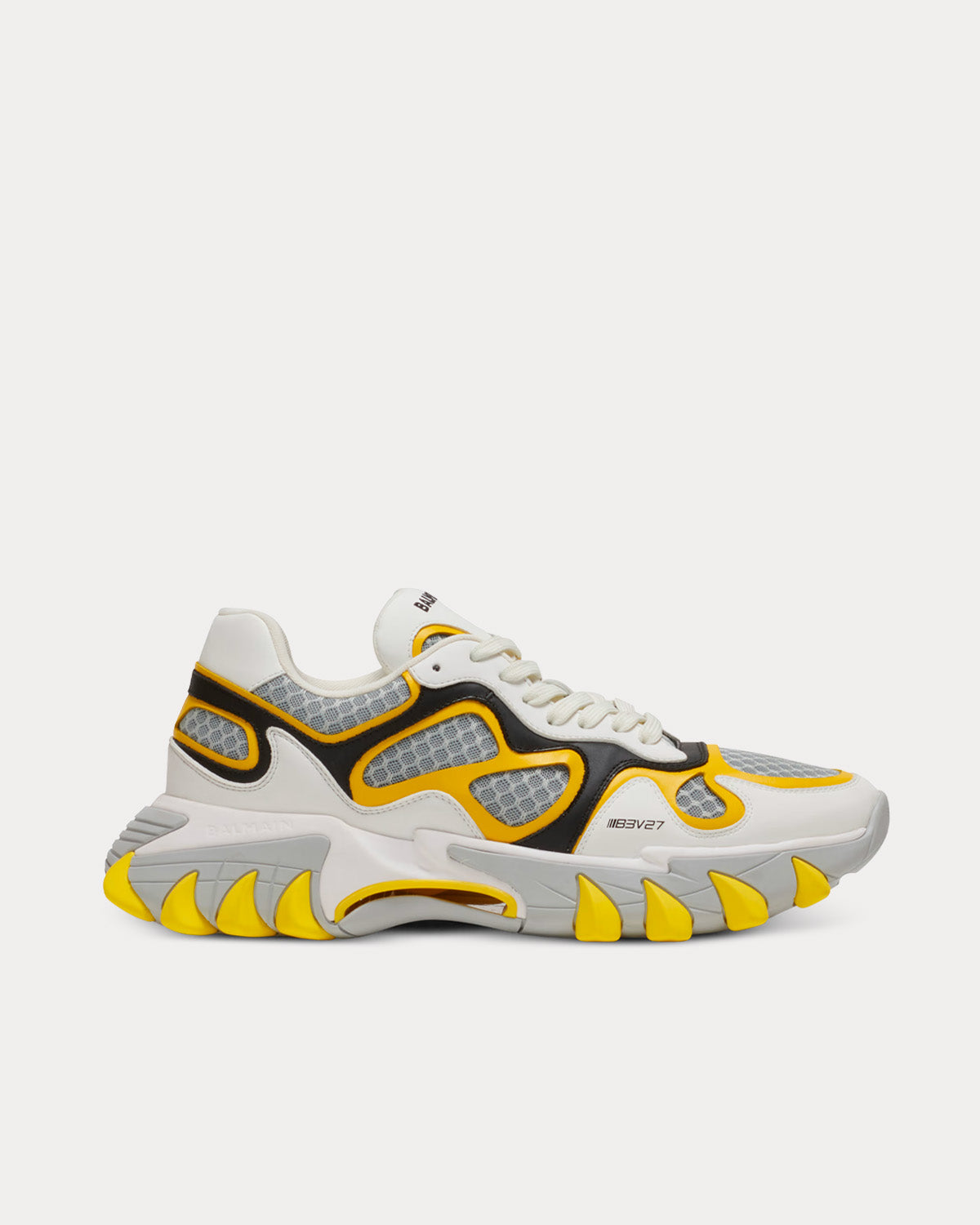 B-East Leather, Suede & Mesh Grey, Yellow, Black Low Top Sneakers
