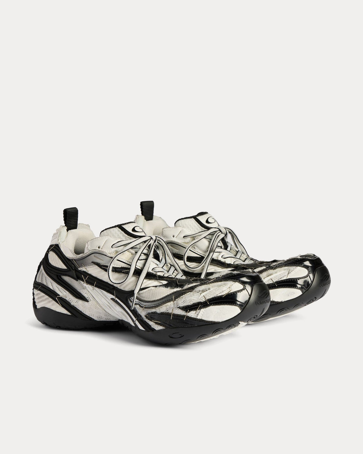 Soleless Black / White / Silver Low Top Sneakers