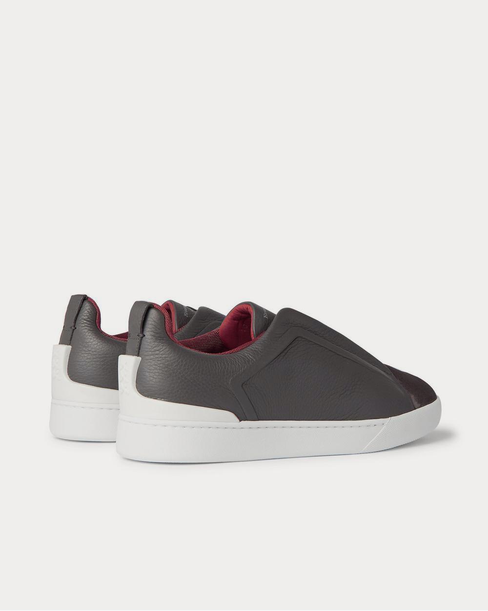 Triple Stitch Full-Grain Leather and Suede Slip-On Gray low top sneakers