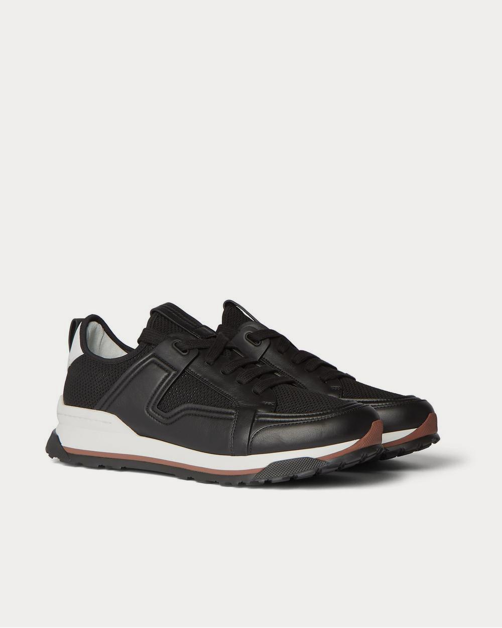 Siracusa Leather and Mesh Black low top sneakers