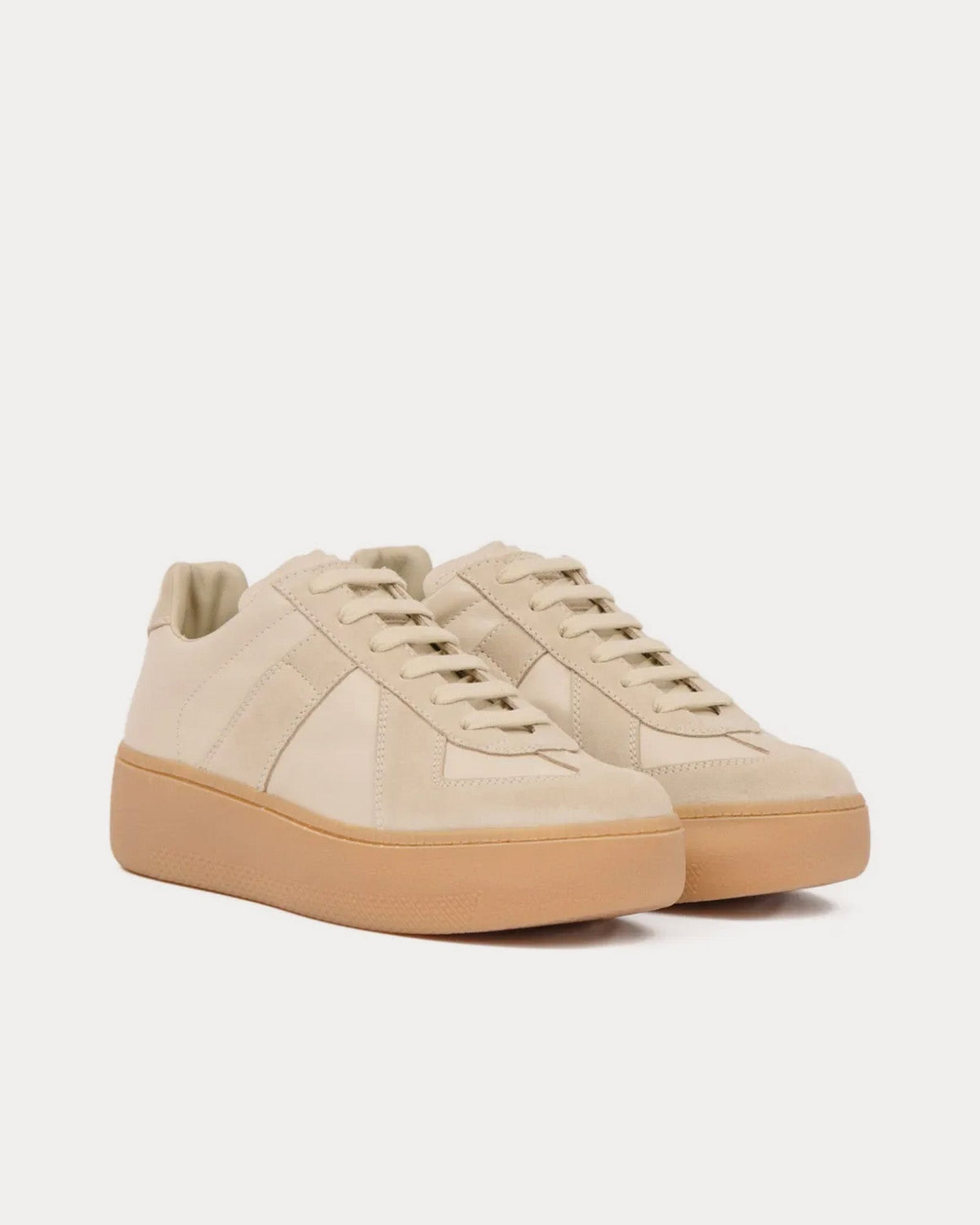 Replica Wedge Beige Low Top Sneakers
