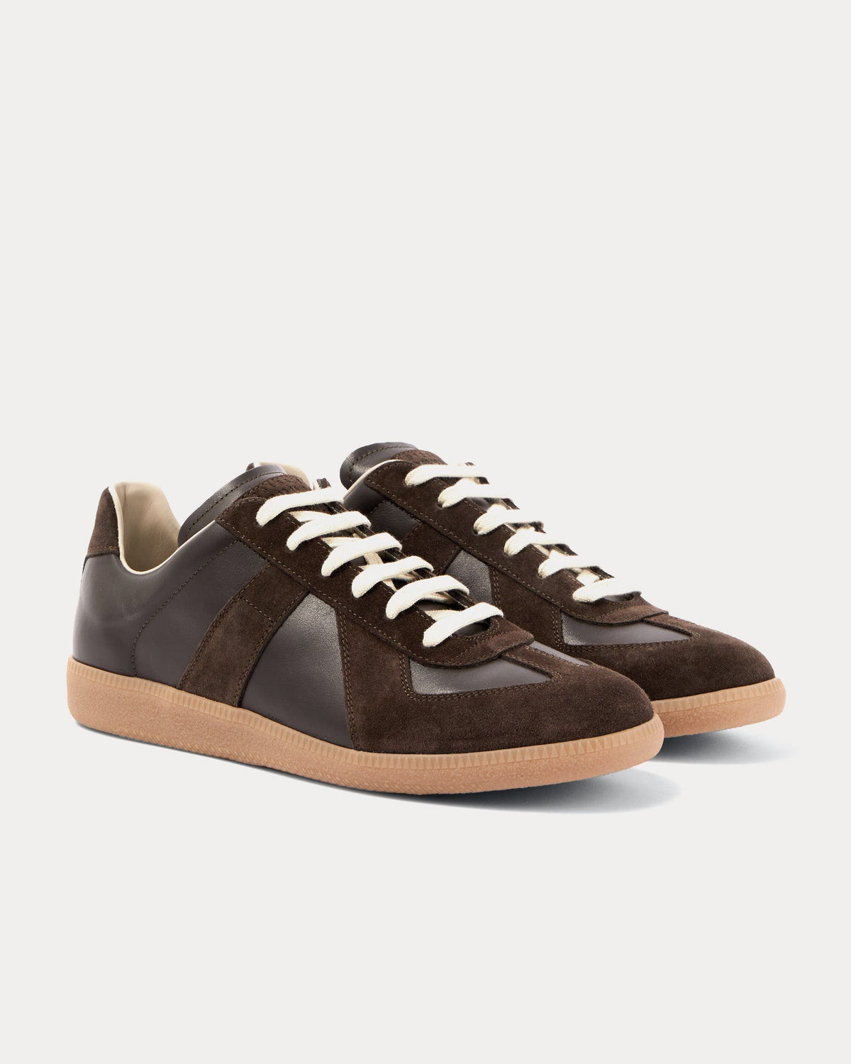 Replica Leather & Suede Dark Brown Low Top Sneakers