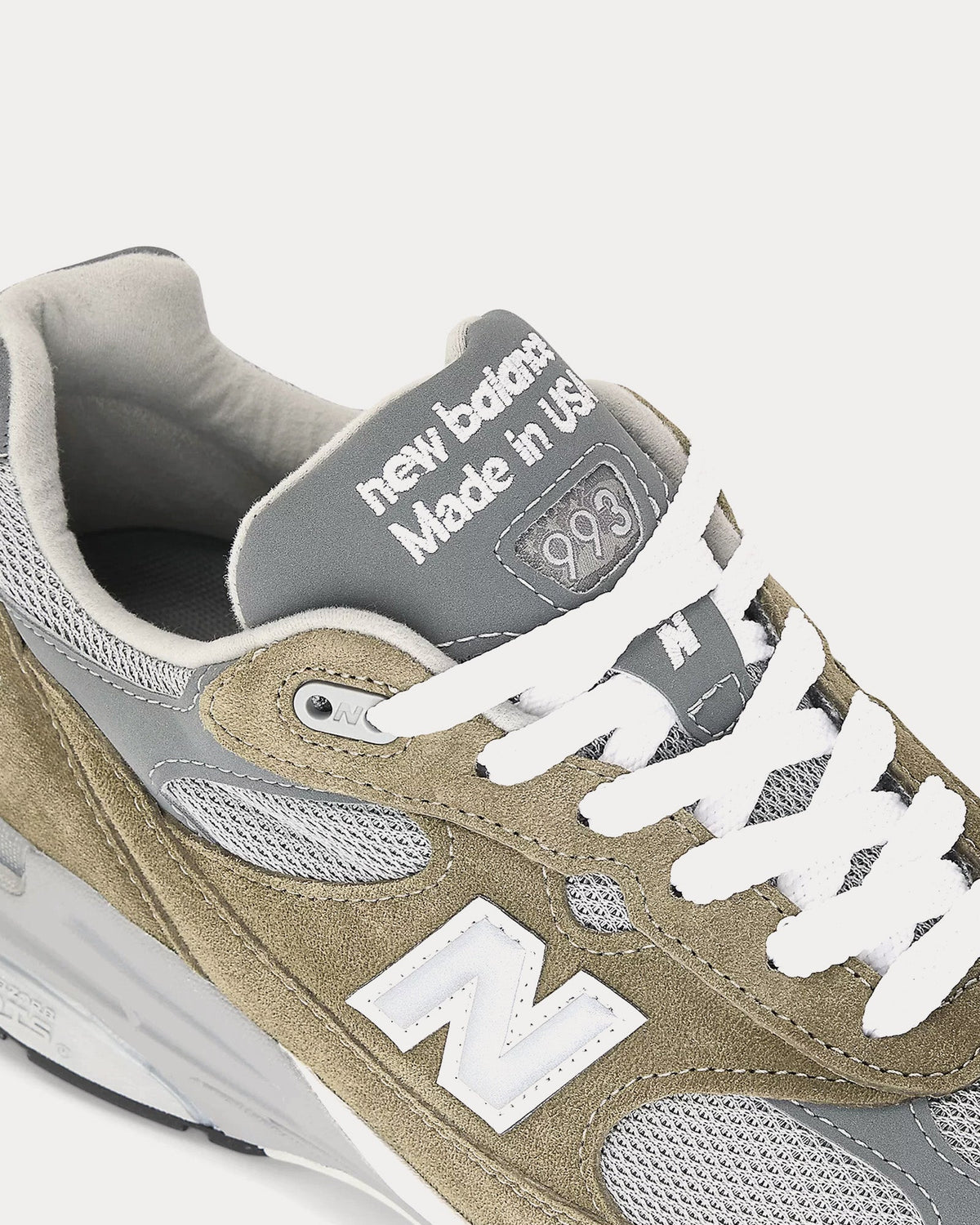 Made in USA 993 Covert Green / Medium Gray / White Low Top Sneakers