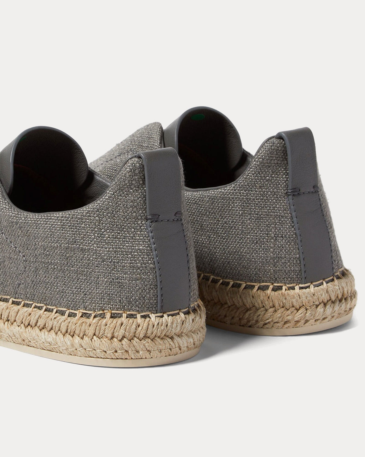 Triple Stitch Linen & Leather Grey Mélange Espadrilles