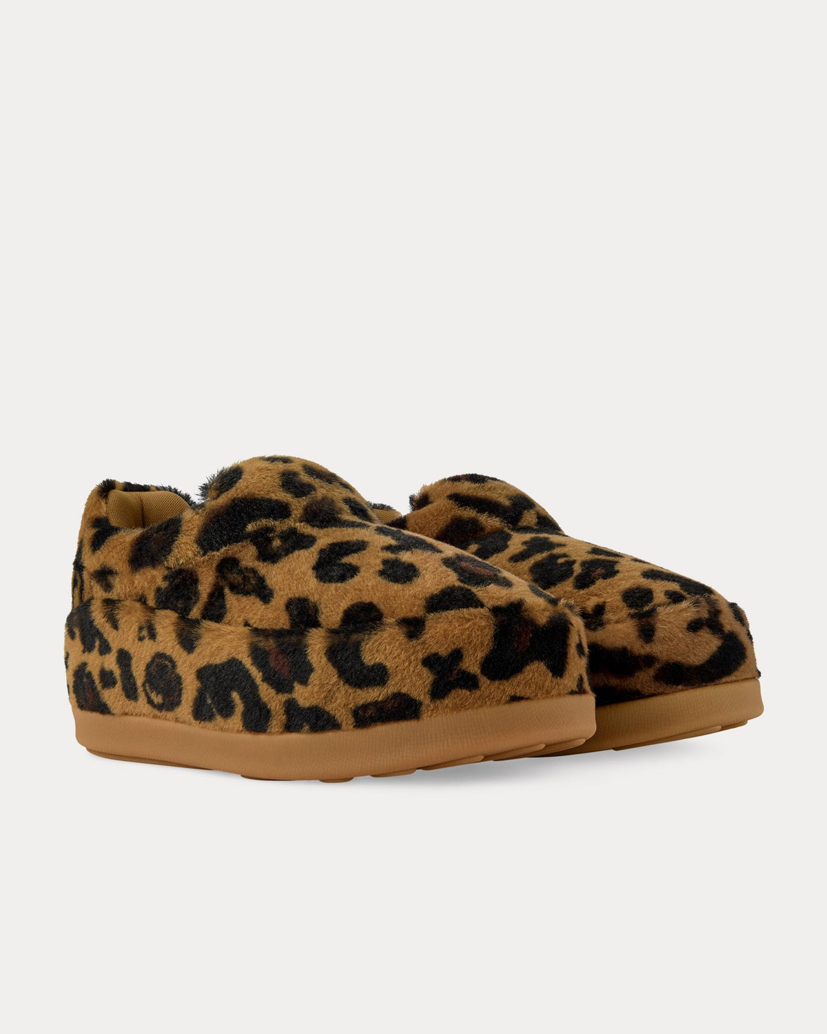 LV Yeti Leopard Printed Fur Beige Slip Ons