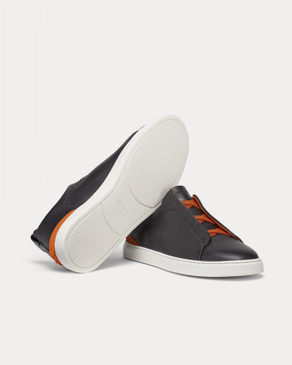 Triple Stitch Deerskin Black Low Top Sneakers