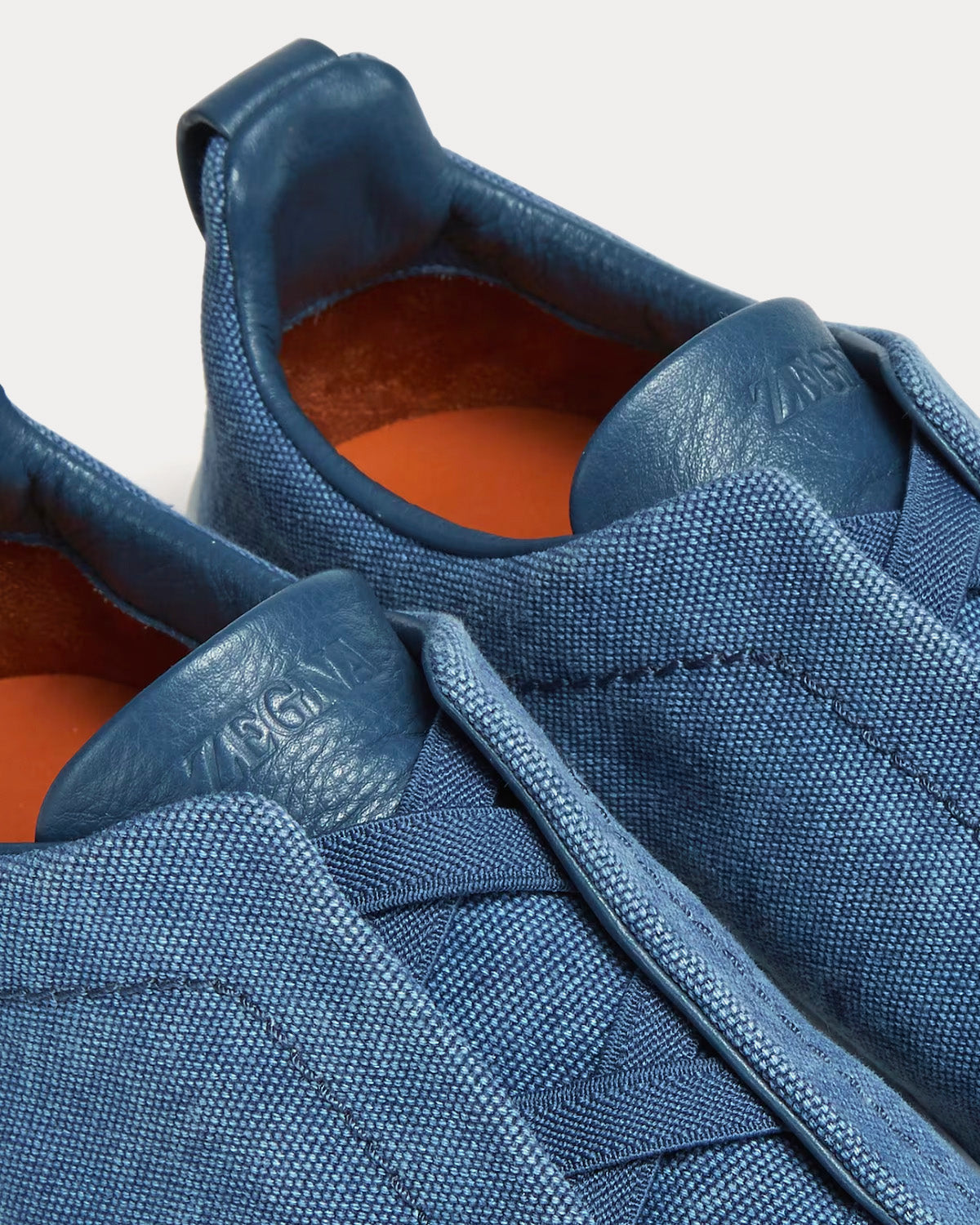 Triple Stitch Canvas Blue Slip On Sneakers