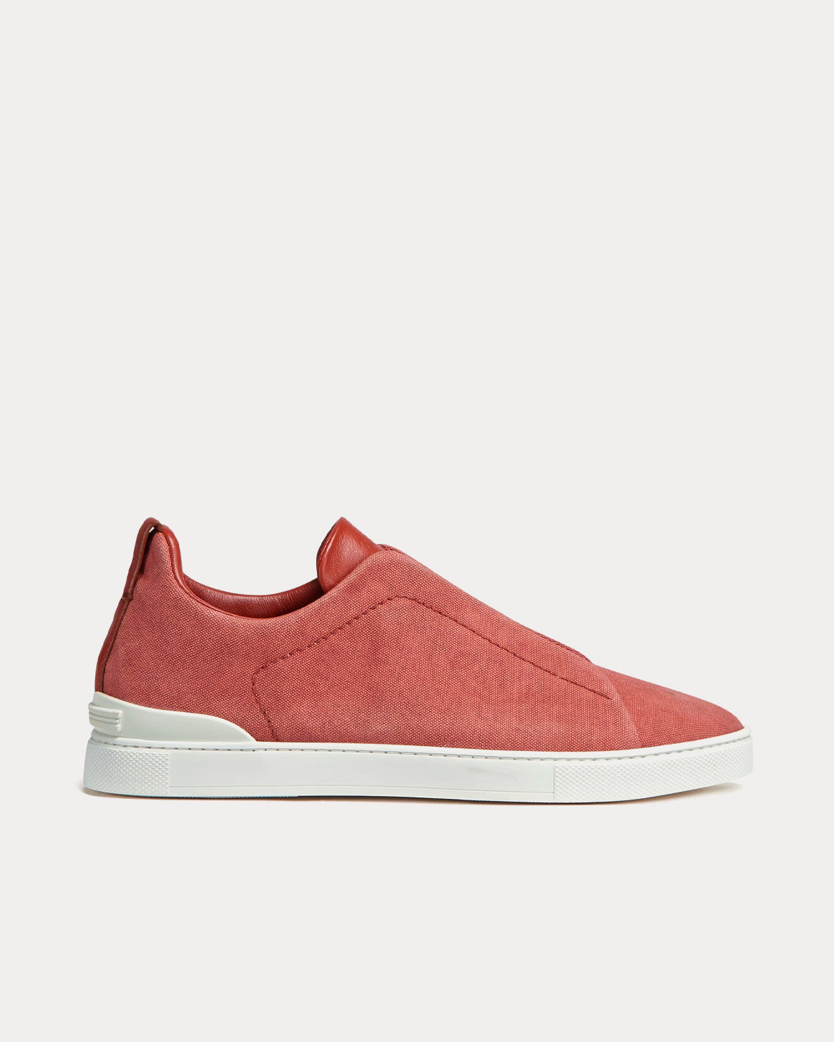 Triple Stitch Canvas Dark Red Slip On Sneakers