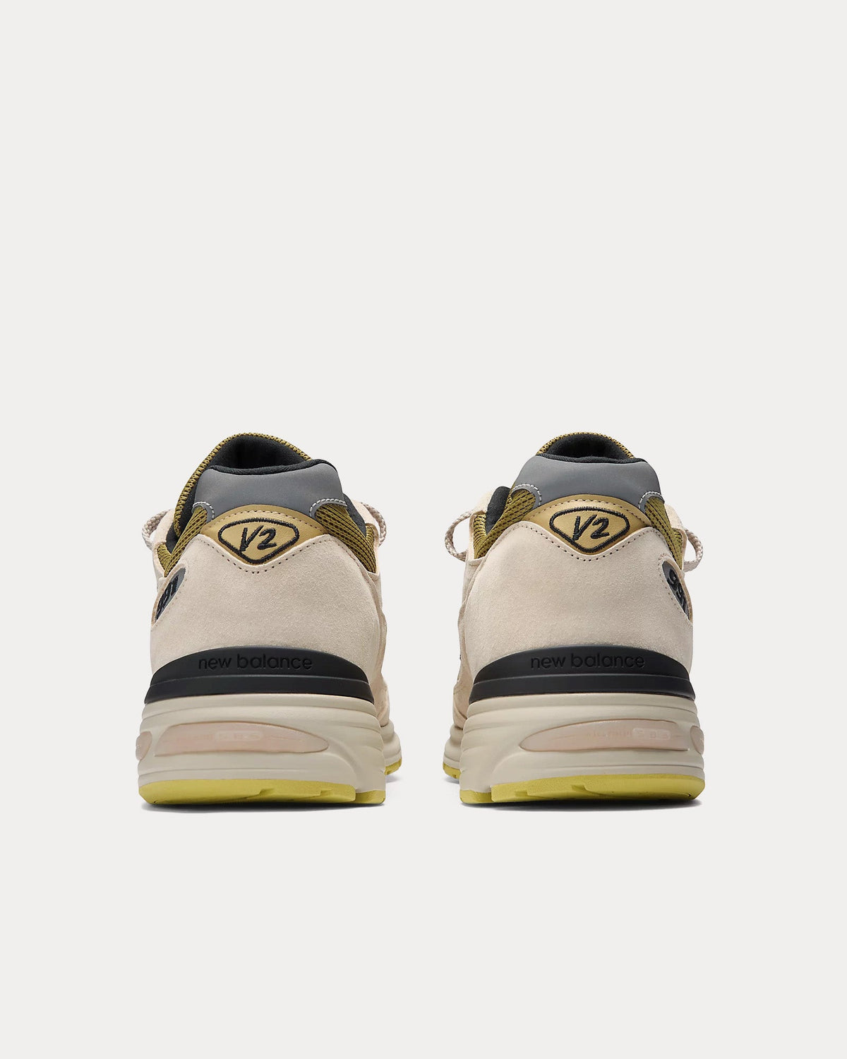 MADE in UK 991v2 'Neo Synthesis' Silver Birch / Amber Green / Silver Fern Low Top Sneakers