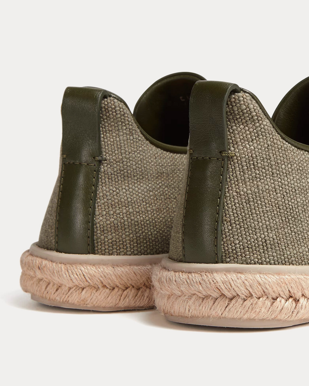 Triple Stitch Espadrilles Linen Light Military Green Slip On Sneakers